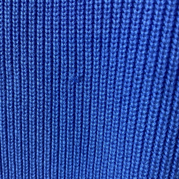 Talbots Pima Cotton Rib Knit Mock Neck Sweater Size XL Baby Blue Dark Blue Trim - Picture 3 of 9